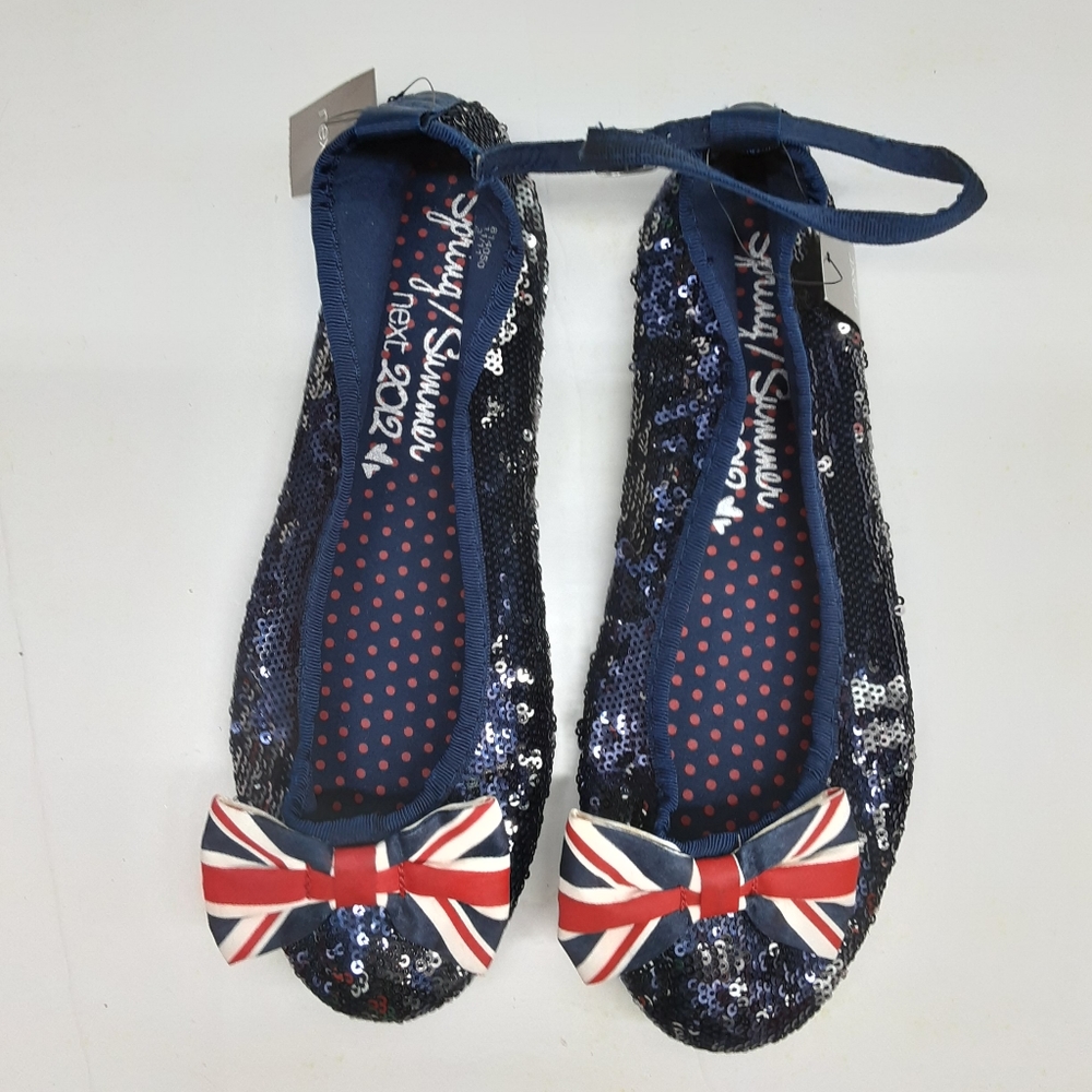 Next Girls Blue Sequin Flats Size 3